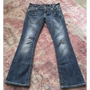 Miss Me Women's Bootcut Jeans Blue Medium Wash Stretch Embroidered 5-Pocket